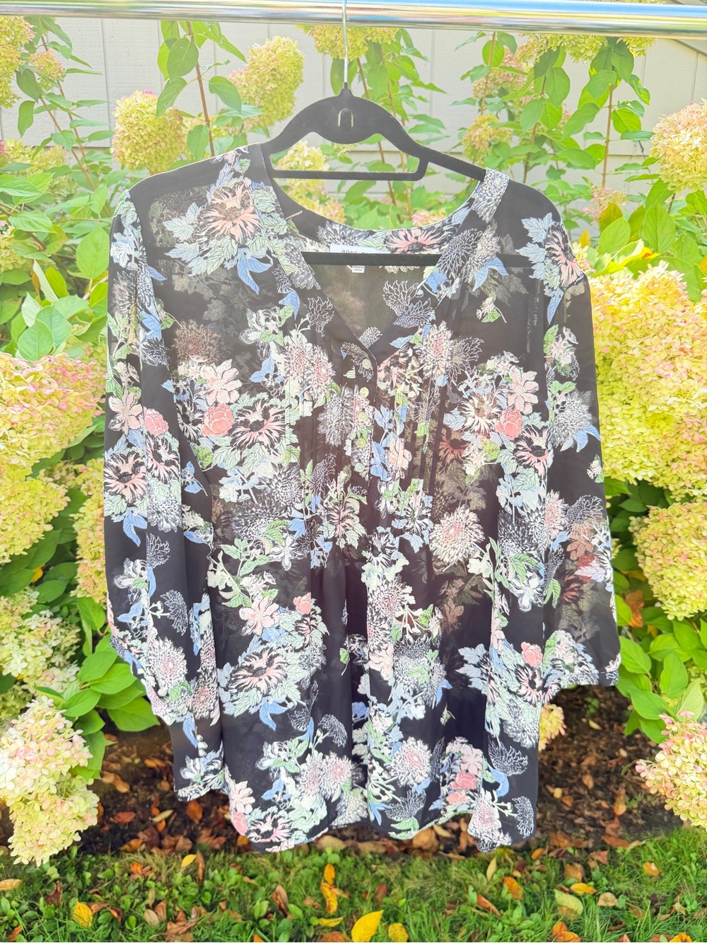 Rose & Olive Black Floral Long-Sleeve Dress